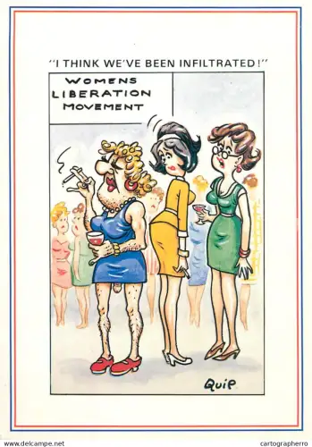 A6095 Women liberation movement caricature postcard