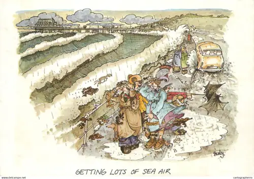 A6095 Getting lots of sea air caricature postcard Besley