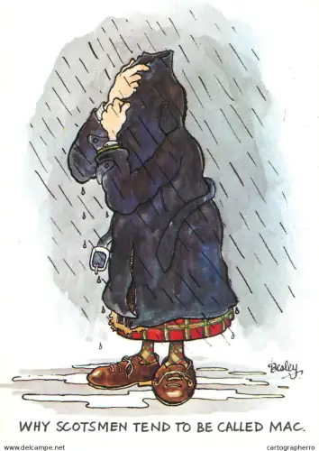 A6095 Why Scotsmen tend to be called Mac caricature postcard Besley