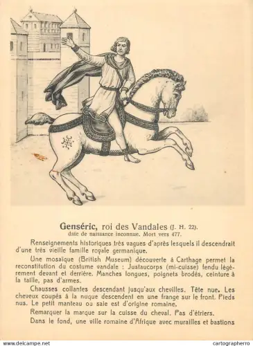 A6096 Educational plate postcard illustrating Genseric roi des Vandales