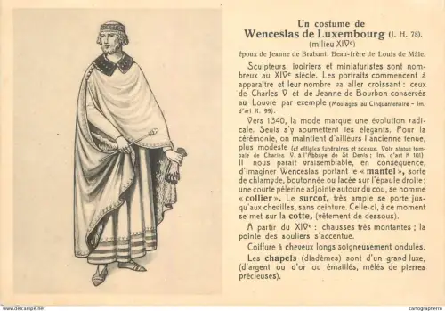 A6096 Educational plate postcard illustrating Wenceslas de Luxembourg