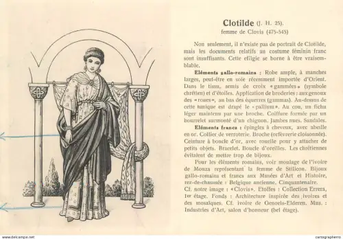 A6096 Educational plate postcard illustrating a plausible representation of Clotilde, the wife of Clovis