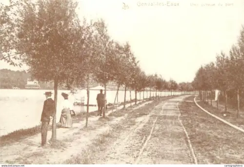A6096 Promenade scene along the water in Genval-les-Eaux repro postcard