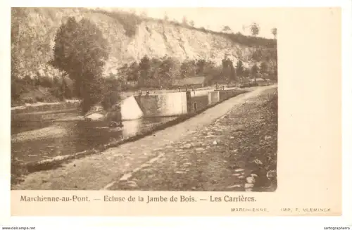 A6096 Marchienne-au-Pont, Belgium, depicting the "Ecluse de la Jambe de Bois" (Wooden Leg Lock) calendar 1982