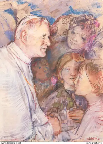 A6096 Vatican Post commemorate the 1985 International Youth Year Pope John Paul II interacting with children