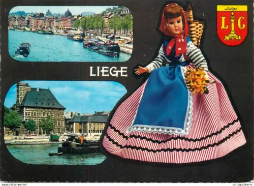 A5775 Belgium Liege multi view and doll with traditional costume