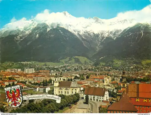 A5772 Austria Innsbruck Tirol Olympiastadt panorama gegen die Nordkette