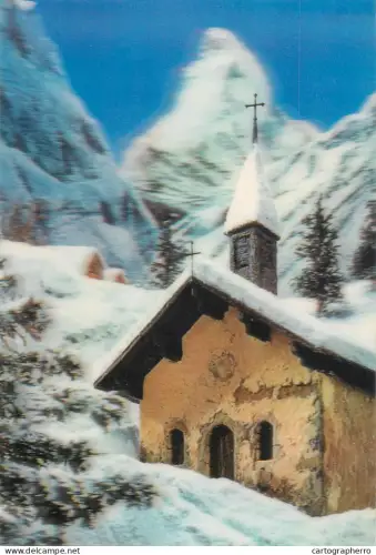 A5770 Switzerland church in the Alps winter mountain scenery