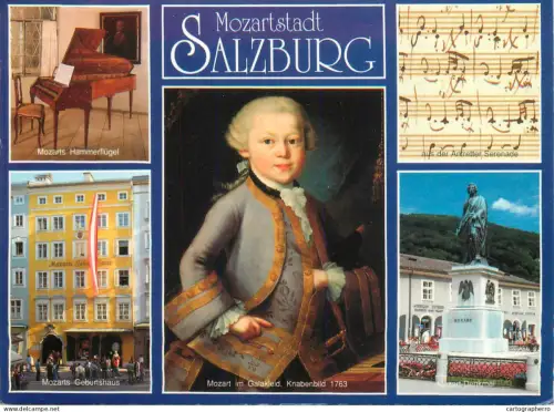 A5769 Austria Salzburg multi view and Mozart portrait