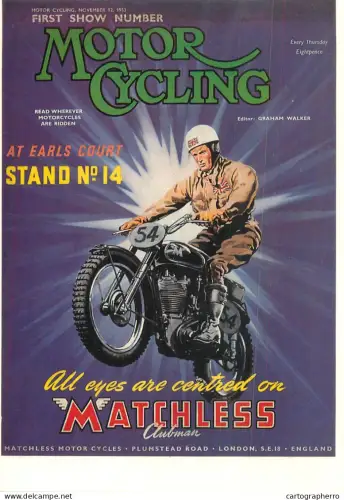 A6210 Motor Cycling magazine advertising poster modern postcard
