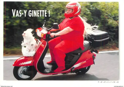 A6210 "CPM Scooter Rouge Vas Y Ginette Feeling Amuse Gueule" photograph by Jager Zefa