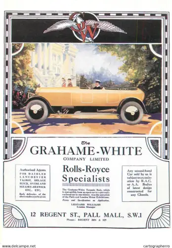 A6210 "Grahame-White Torpedo Body" convertible car poster advertising postcard 1993