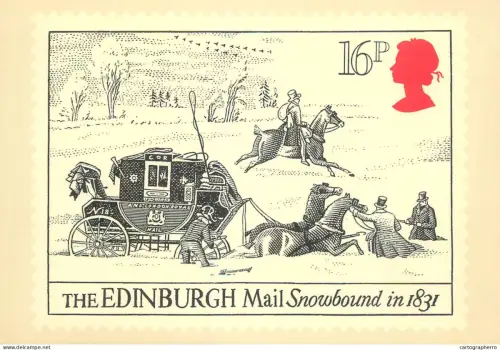 A6209 United Kingdom commemorative postcard postage stamp featuring the "The Royal Mail (The Edinburgh Snowbound)"