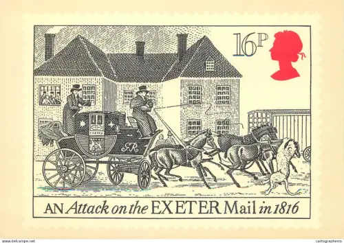 A6209 United Kingdom commemorative postcard postage stamp featuring the "Attack on the Exeter Mail"