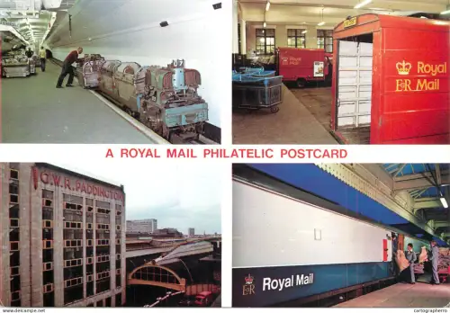 A6209 Royal Mail postcard featuring views of British postal history from the 1980s