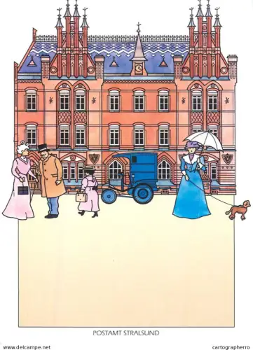 A6209 Postal Services postcard depicting the historical post office in Stralsund, Germany