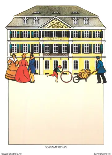 A6209 Postal Services postcard depicting the historical post office in Bonn, Germany