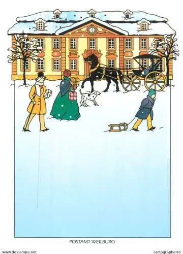 A6209 Postal Services postcard depicting the historical post office in Weilburg, Germany
