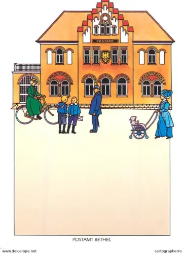 A6209 Postal Services postcard depicting the historical post office in Bethel, Germany