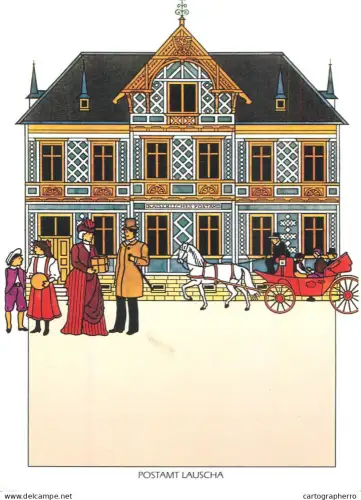 A6209 Postal Services postcard depicting the historical post office in Lauscha, Germany