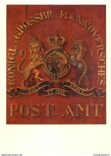 A6209 German postcard depicting a historical post office sign from Hannover