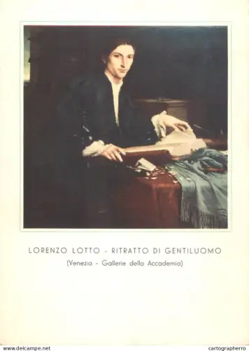 A6208 Portrait of a Young Man in his Study Renaissance artist Lorenzo Lotto artwork postcard