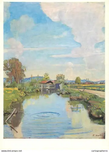 A6208 Ferdinand Hodler "Aarekanal bei Langenthal" (Aar Canal near Langenthal) Swiss charitable organization Pro Infirmis