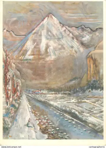A6208 Swiss alpine landscape Kunstler Postkarte 1946
