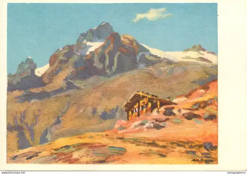 A6208 "Mein Bergheim (Lauchernalp) mit Hockenhorn" - Albert Nyfeler Kunstler Postkarte