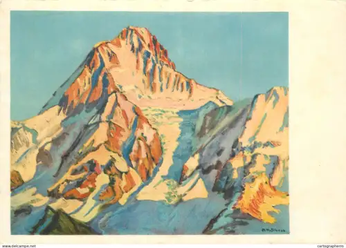 A6208 Swiss alpine landscape Bietschhorn mountain in Switzerland by artist Albert Nyfeler