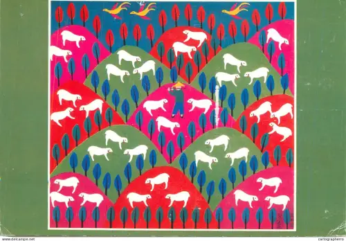 A6207 Sheep Grazing on a Mountain Top - Zhou Minghua