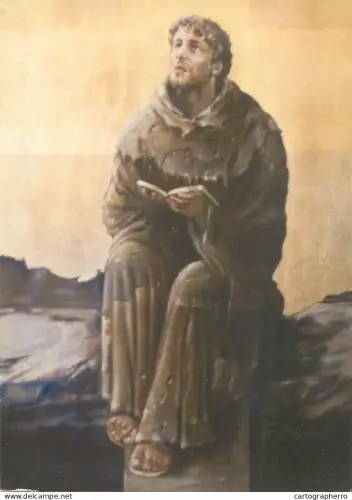 A6207 Saint Francis of Assisi in prayer, holding a book and looking upward