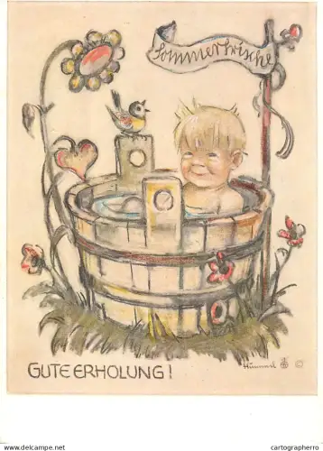 A6207 Sister Maria Innocentia Hummel postcard illustration - Gute Erholung!