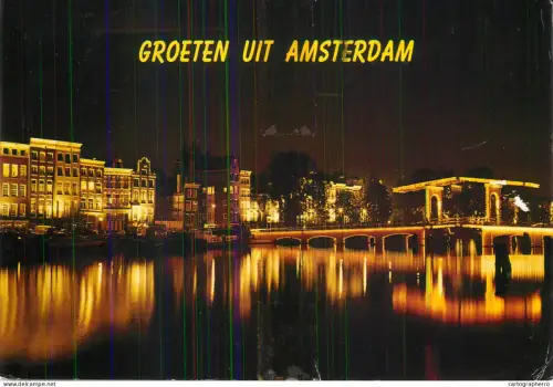 A5766 Netherlands Amsterdam Magere Brug, Amstel bei Nacht