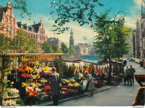 A5766 Netherlands Amsterdam Bloemenmarkt met Munttoren