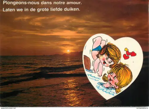 A5748 Love romance humour funny caricature types  picturesque sunset view