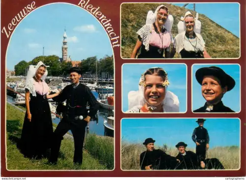A5742 Netherlands Zeeuwse klederdracht folk traditional costumes types and scenes multi view
