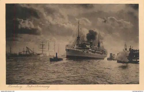 A6195 AK Germany Hamburg harbor steamer ship