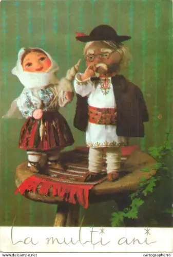 A5793 Winter Holidays greetings puppets dolls with traditional folk costumes