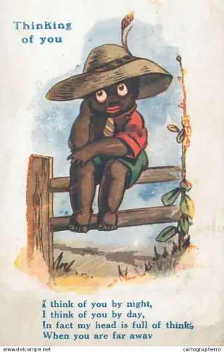 Caricature postcard humor "Thinking of you"