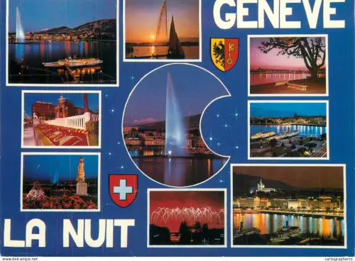 A5784 Switzerland Geneve several night views