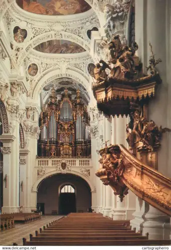A5782 Germany Passau Dom Inneres - Blick zur Kanzel und Hauptorgel