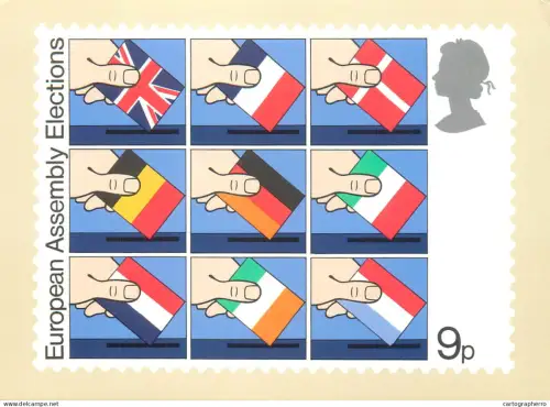 A5423 British stamp designed postcard Stafford Cliff Direct elections to the European Assembly