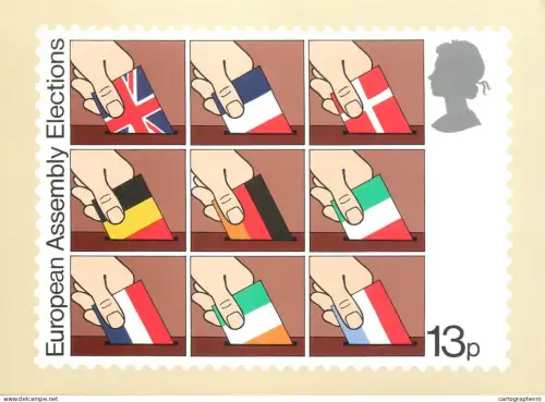 A5423 British stamp designed postcard Stafford Cliff Direct elections to the European Assembly