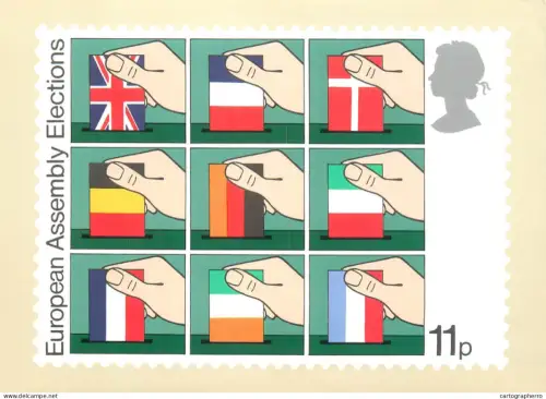 A5423 British stamp designed postcard Stafford Cliff Direct elections to the European Assembly