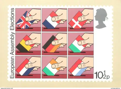 A5423 British stamp designed postcard Stafford Cliff Direct elections to the European Assembly
