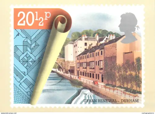 A5422 British stamp designed postcard Trickett&Webb Ronald Maddox Milburngate Centre Durham