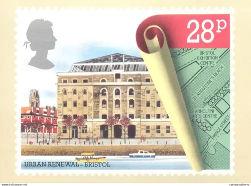 A5422 British stamp designed postcard Trickett&Webb Ronald Maddox City Docks Bristol