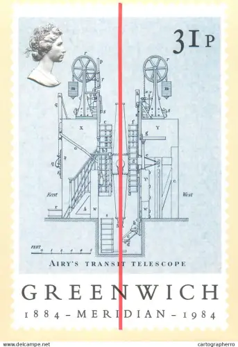 A5422 British stamp designed postcard Sadley Place design Greenwich Meridian Time