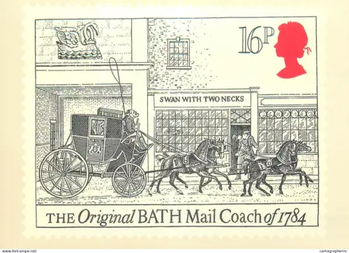 A5422 British stamp designed postcard Keith Bassford and Stanley Paine The Original Bath coach Mail Royal mail